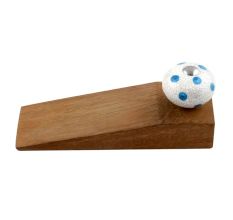 2 Pieces Blue Polka Dot Crackle Wooden Door Stopper
